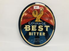 A CERAMIC "COURAGE BEST BITTER" BEER REAL ALE PUB ADVERTISING PLAQUE.