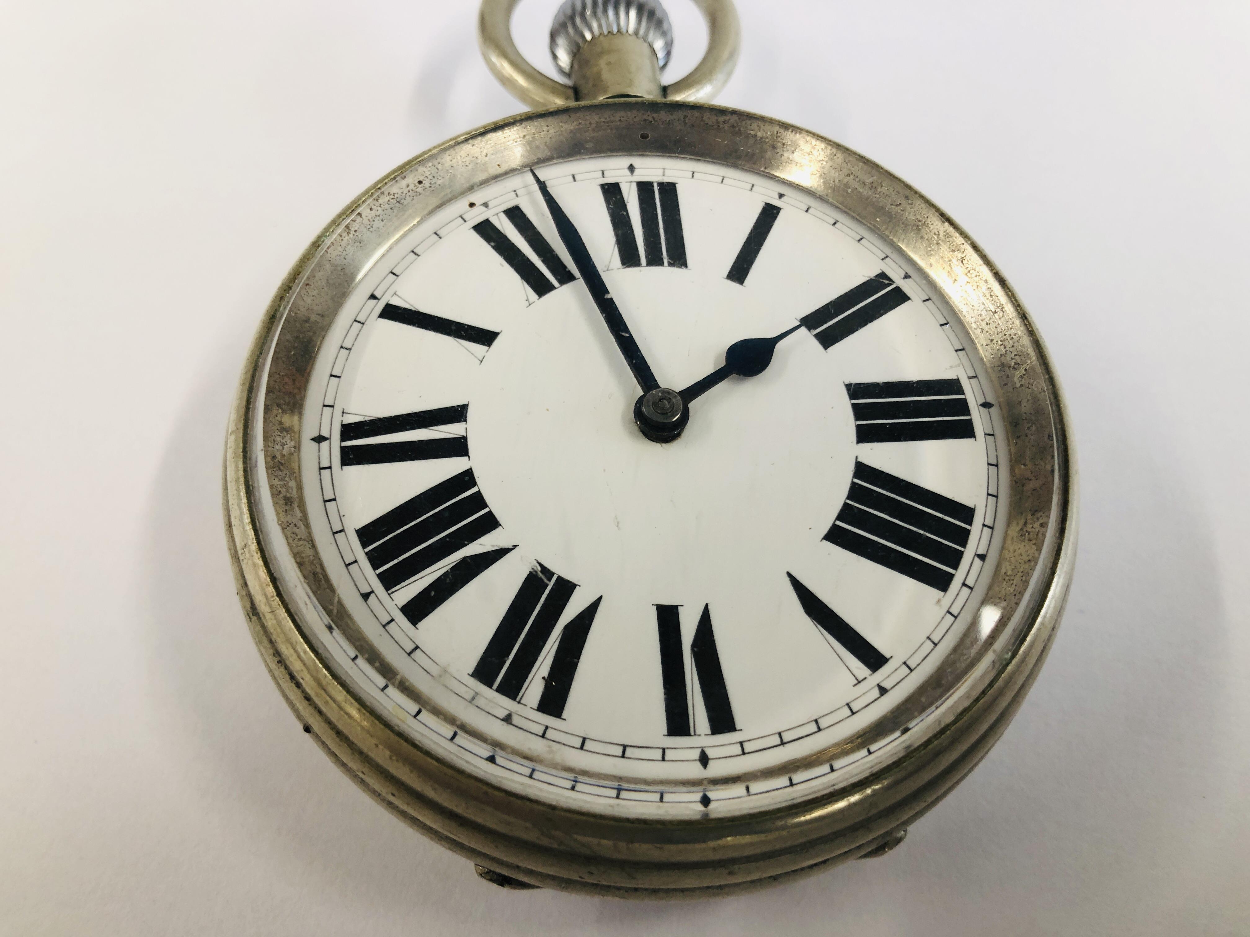 A LARGE STEEL CASED "THE ATLAS WATCH" POCKET WATCH. - Image 2 of 6