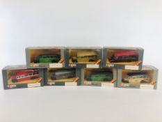 A TRAY CONTAINING 9 1:50 SCALE BUSSES.