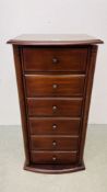 MAHOGANY FINISH MOCK CHEST MEDIA STORAGE UNIT. W 48CM. D 40CM. H 95CM.