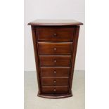 MAHOGANY FINISH MOCK CHEST MEDIA STORAGE UNIT. W 48CM. D 40CM. H 95CM.