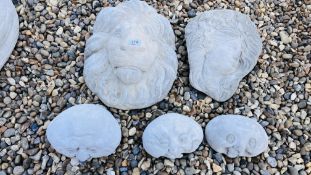 STONEWORK GARDEN FEATURES TO INCLUDE LION HEAD WALL MASK,