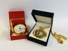 2 GOLD PLATED POCKET WATCHES TO INCLUDE 1 MARKED MOERIS AND LONDON WATCH.