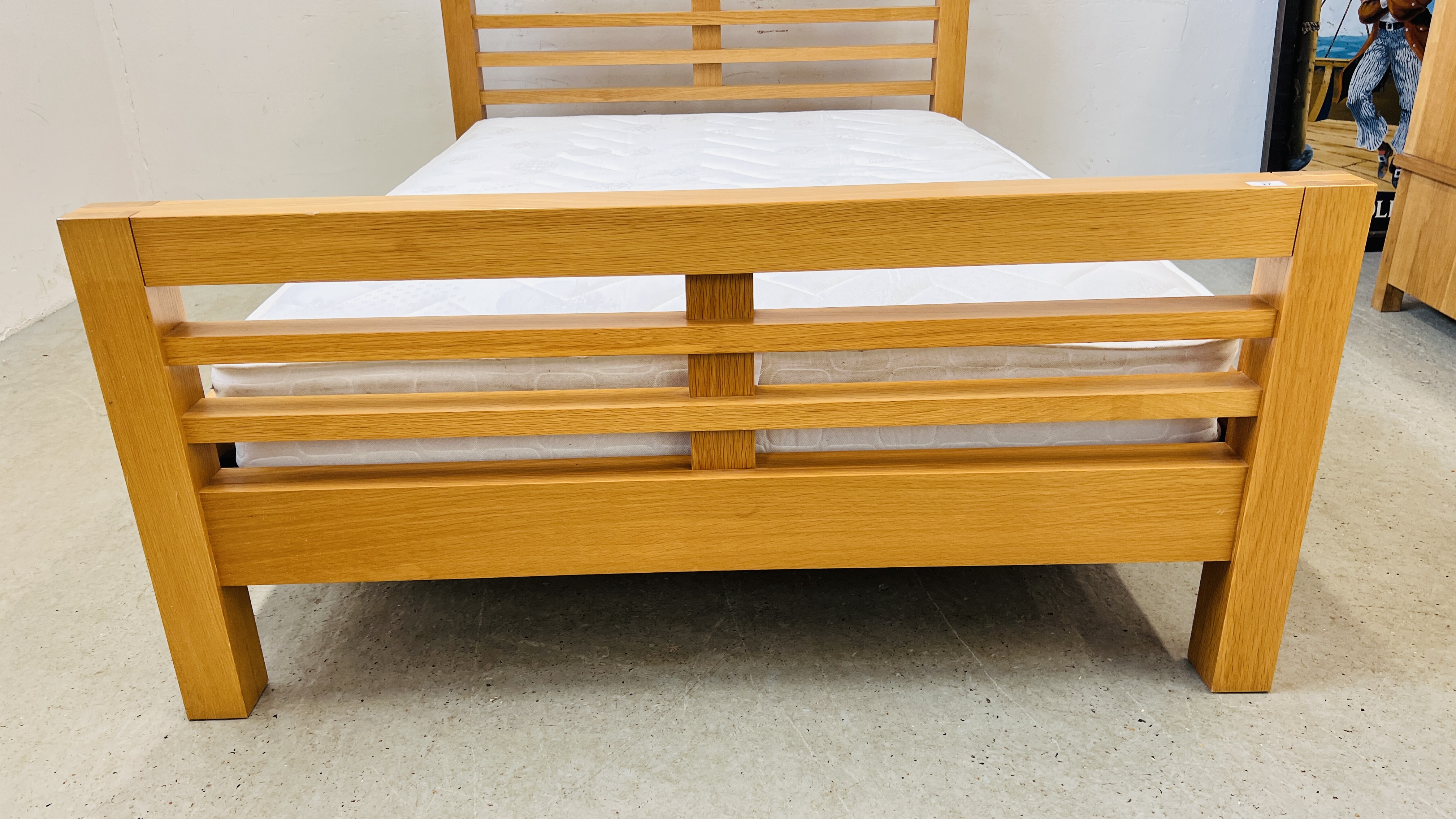 MODERN BEECHWOOD FINISH DOUBLE BEDSTEAD COMPLETE WITH ORTHO MATTRESS - Image 12 of 12