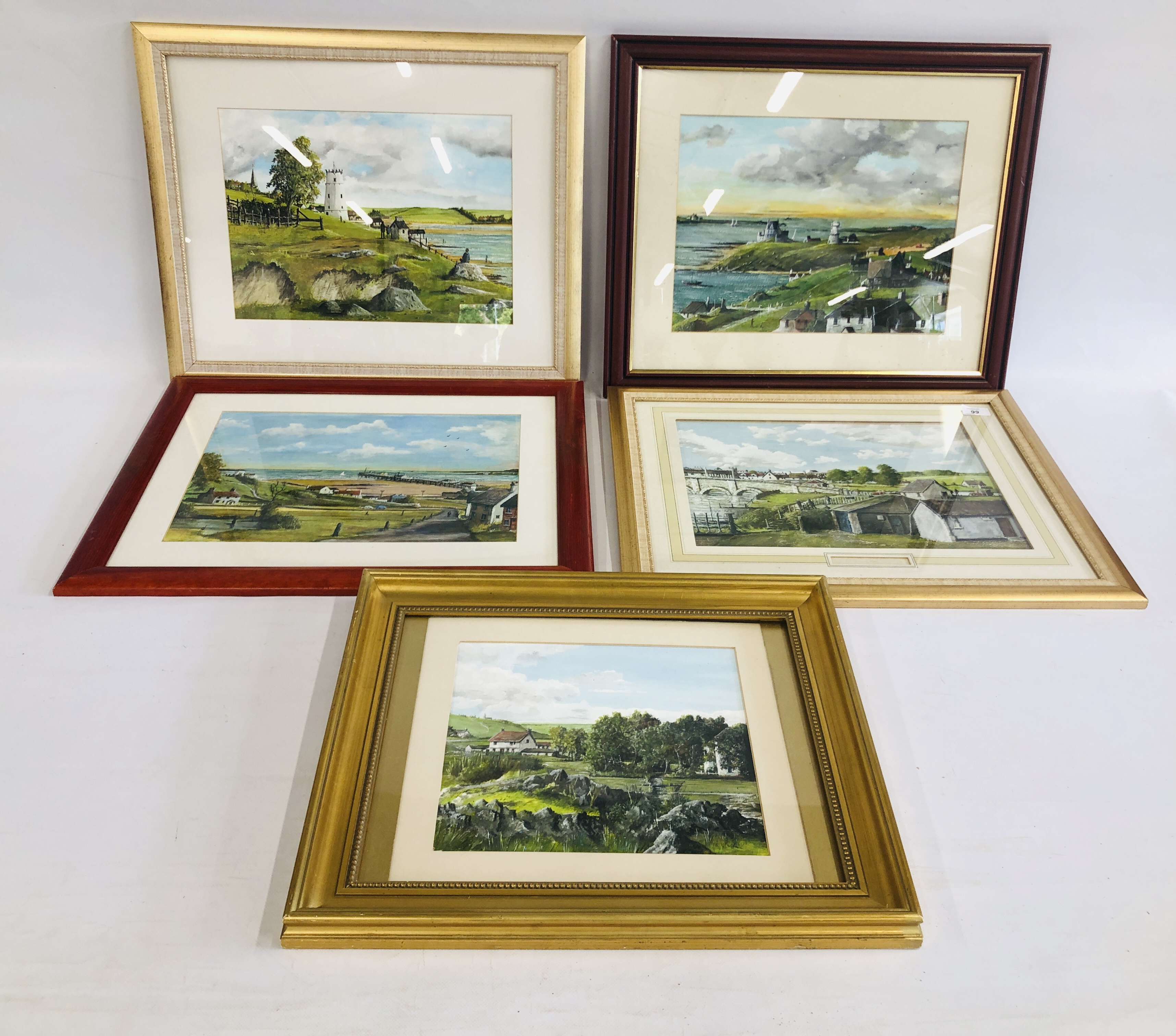 FIVE ORIGINAL OIL PICTURES BEARING SIGNATURE PHILIP SMITH. COASTAL, RIVER AND LANDSCAPE SCENES.