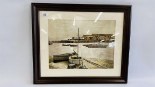 LESLIE S. HAYWOOD - "THE PORT" WATERCOLOUR, SIGNED 1949, 48 X 57CM.