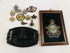A GROUP OF BADGES AND WAR MEMORABILIA FROM NEW ZEALAND AND CANADA.