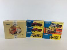 7 BOXED LIMITED EDITION CORGI FIRE ENGINES.