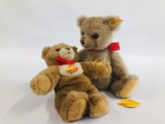 TWO STEIFF TEDDY BEARS TO INCLUDE 5355/26 L 27CM AND 0228/33 L 32CM.