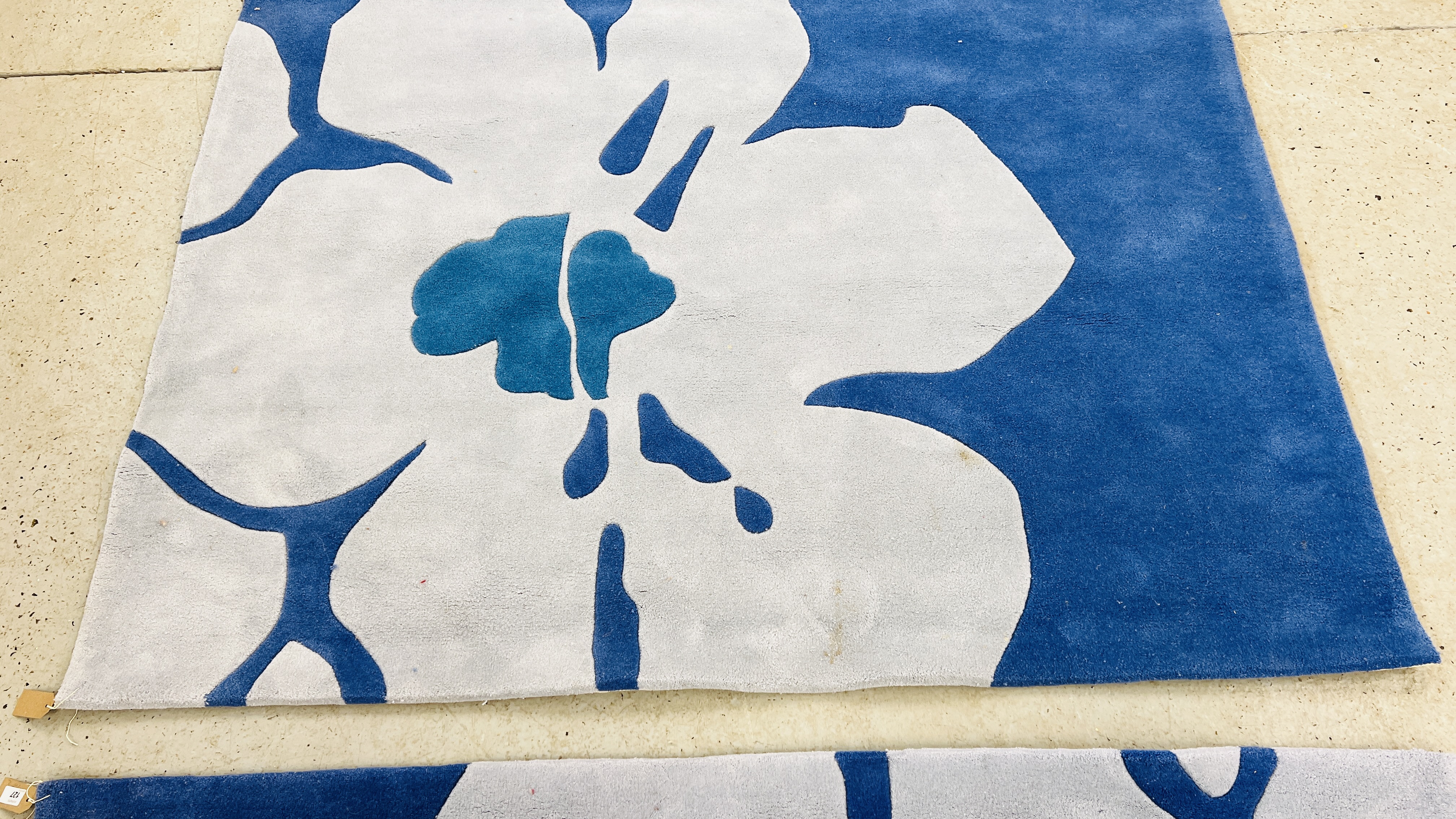 TWO MODERN DESIGNER RUGS TO INCLUDE HARLEQUIN AZURE ORCHID, 180CM X 180CM. - Image 4 of 8