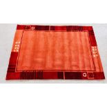 A MODERN DESIGNER ARENA RED RUG, 160CM X 230CM.