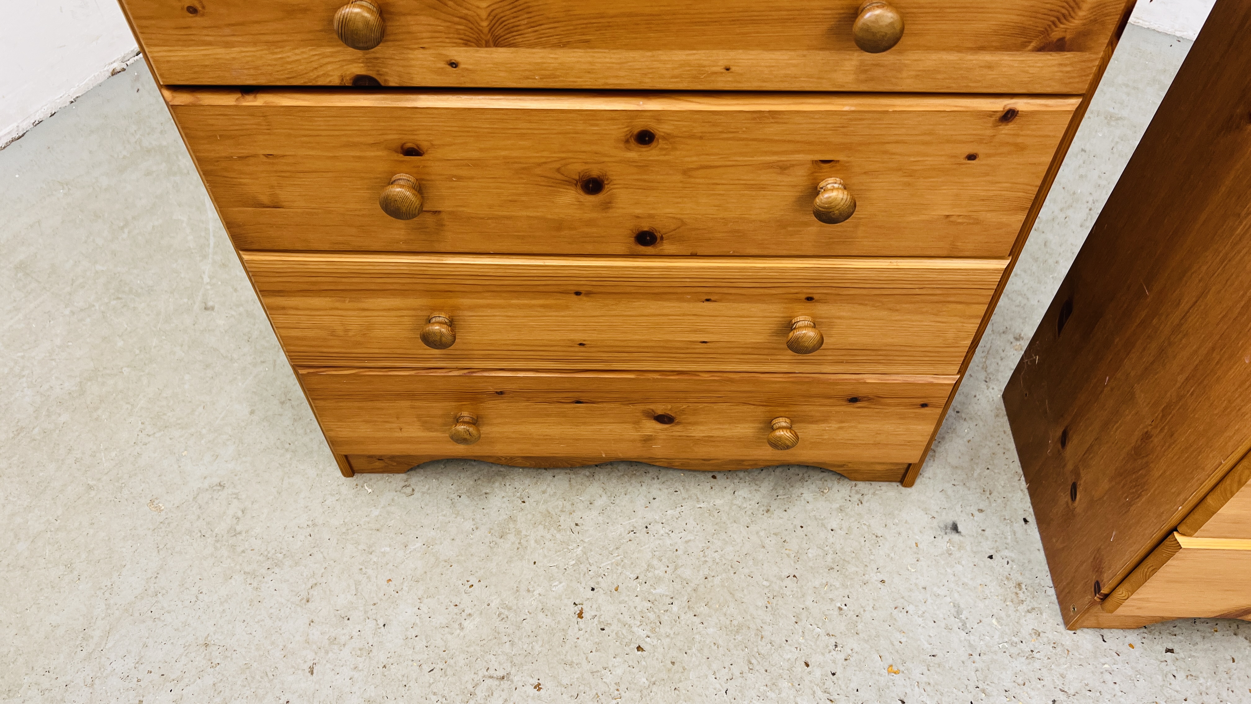 A PAIR OF MODERN HONEY PINE FOUR DRAWER CHESTS - EACH W 71CM D 34CM H 73CM. - Image 6 of 8