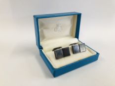 A SET OF GEORG JENSEN SILVER CUFF LINKS.