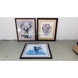 A GROUP OF THREE FRAMED AND MOUNTED FRANKLIN MINT PRINTS TO INCLUDE THE UNTAMED BY CHUCK DEHANN,
