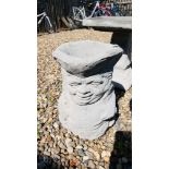 A LARGE STONEWORK "TOBY JUG" PLANTER, HEIGHT 43CM.