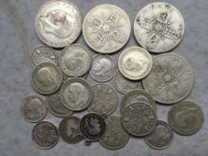 BOX OF GB COINS INCLUDING CROWNS 1953, 1960 (2),