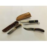 3 X VARIOUS VINTAGE POCKET KNIVES INCLUDING HORN HANDLED,