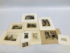 A COLLECTION OF UNFRAMED ETCHINGS INCLUDING SOME NORFOLK.