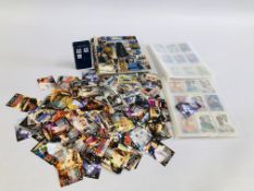 3 ALBUMS AND LOOSE OF COLLECTORS AND FOOTBALL CARDS TO INCLUDE DR. WHO.