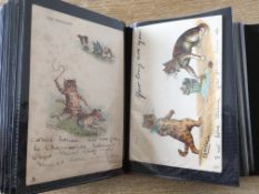 ALBUM OF POSTCARDS SHOWING CATS, MOST BY LOUIS WAIN, MIXED CONDITION,