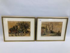 TWO FRAMED ORIGINAL WATERCOLOURS "WEST CAISTER" & "LOUND" 1971 BEARING SIGNATURE EDWARD DARBY - W