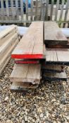 24 X RECLAIMED SCAFFOLD BOARD OFFCUTS, AVERAGE LENGTH 1.2M (SOLD NOT FIT FOR PURPOSE).