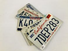 5 X ALUMINIUM AMERICAN LICENSE PLATES.