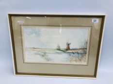 FRAMED & MOUNTED JASON PARTNER WATERCOLOUR "HOWARDS MILL" 23CM X 41CM.