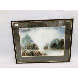 FRAMED AND MOUNTED ANTHONY WALLER PASTEL SCENE OF WETLAND 35.5CM X 53CM.