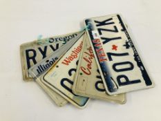 5 X ALUMINIUM AMERICAN LICENSE PLATES.