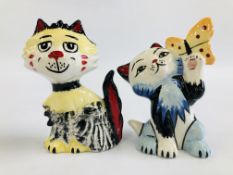 TWO LORNA BAILEY CAT COLLECTIBLE ORNAMENTS TO INCLUDE COMFORT & BUTTERFLY BEARING SIGNATURES - H