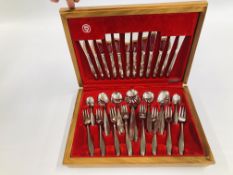 A CASED CANTEEN OF RETRO CUTLERY MARKED S & J ASHBERRY.