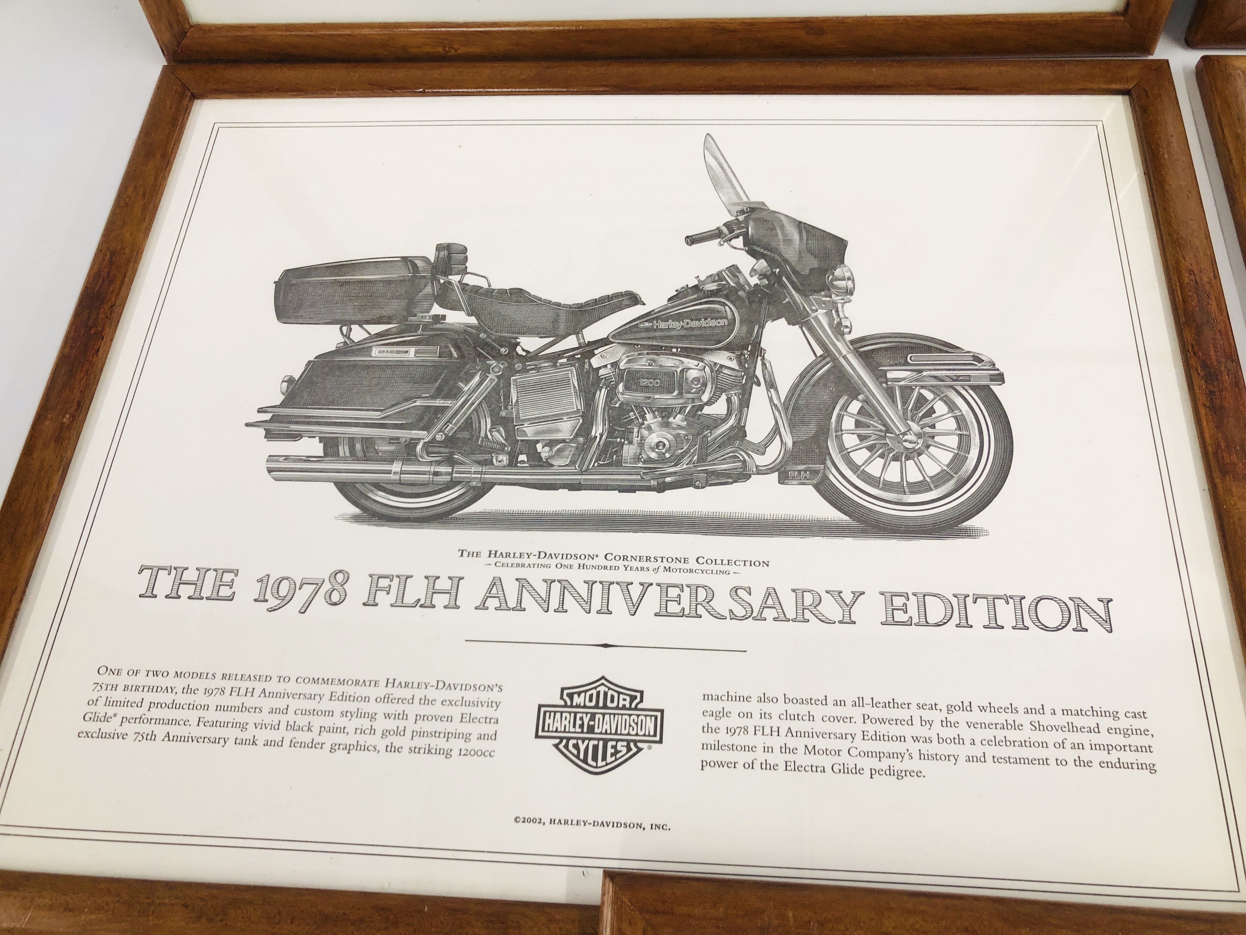 A GROUP OF 5 HARLEY-DAVIDSON MOTORCYCLE PRINTS, 54CM X 44CM. - Image 4 of 6