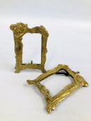 TWO BRASS ART NOUVEAU PHOTO FRAMES, H 21CM X W 15CM.