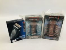 3 X REMINGTON ELECTRIC SHAVERS TO INCLUDE DUAL FOIL, COMFORT 350 AND DUAL FOIL 360. - SOLD AS SEEN.