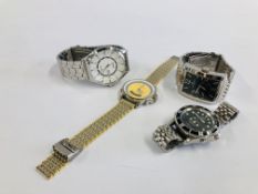 A GROUP OF 4 DESIGNER BRANDED WRIST WATCHES TO INCLUDE MARKED CASIO, JEFF BANKS,