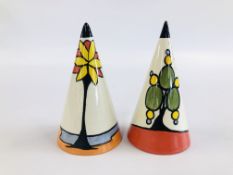 TWO LORNA BAILEY COLLECTIBLE SUGAR SIFTERS TO INCLUDE BEACH & MARSH LAND COTTAGE BEARING