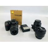 NIKON D3300 DIGITAL SLR CAMERA FITTED WITH NIKON 18-55MM LENS PLUS 50MM NIKON LENS,