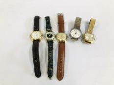 A GROUP OF 5 VINTAGE WRIST WATCHES TO INCLUDE MONTINE A/F GLASS, LUCERNE, ROTARY,