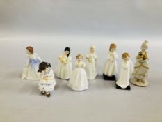 A GROUP OF 8 COLLECTORS FIGURES TO INCLUDE ROYAL DOULTON HN 2874 BRIDESMAID, CATHERINE HN 3044,