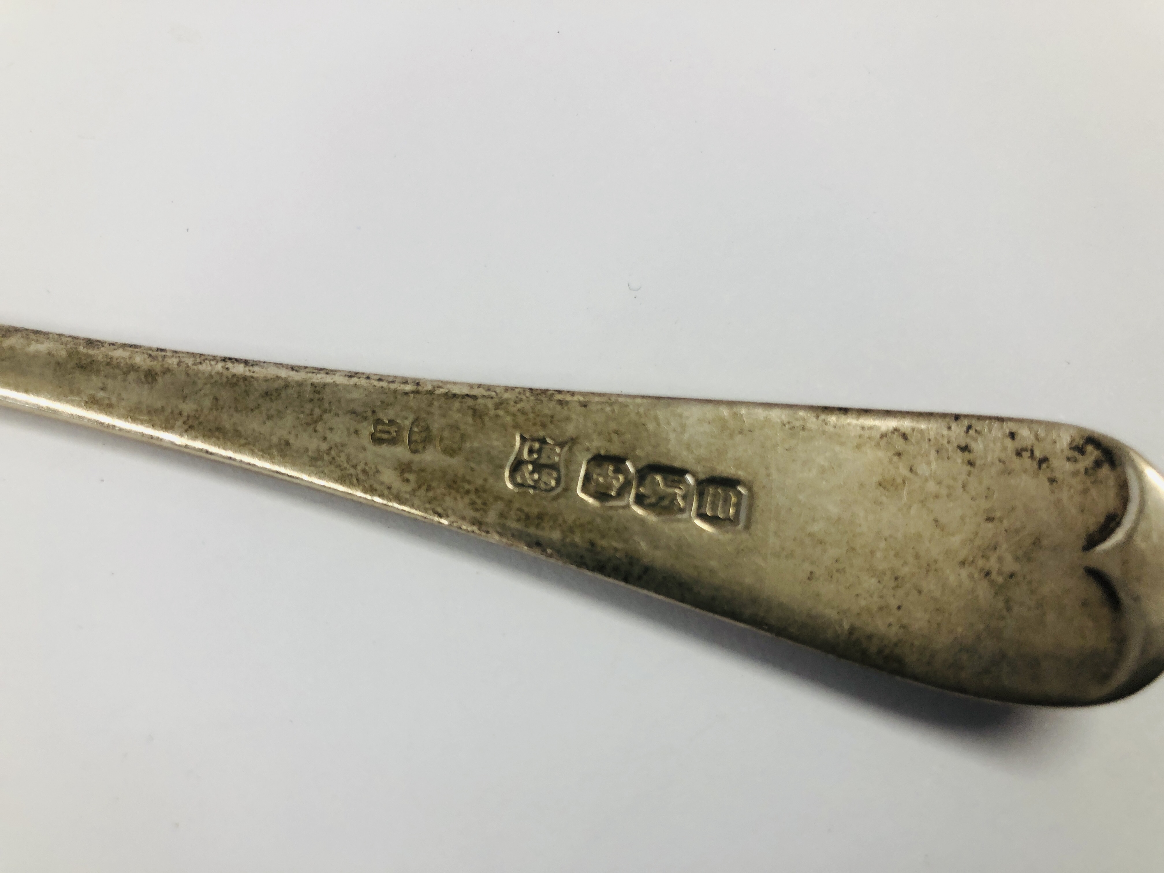 A CONTINENTAL WHITE METAL SERVING SPOON ALONG WITH AN EARLY C19TH SILVER SERVING SPOON, - Image 13 of 15