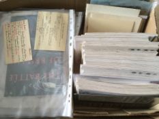 BOX OF EPHEMERA, MILITARY, ROYALTY, FIRST DAY COVERS ETC.