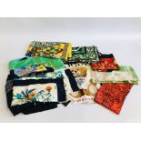 A COLLECTION OF 9 DESIGNER SILK SCARVES TO INCLUDE CHRISTIAN DIOR, SCHIAPARELLI,