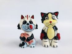 TWO LORNA BAILEY CAT COLLECTIBLE ORNAMENTS TO INCLUDE ALI - H 14CM & TUNA - H 13CM.