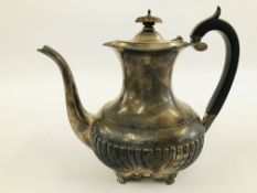 A SILVER COFFEE POT, HAVING AGADROONED BODY, BARNARD & SON,