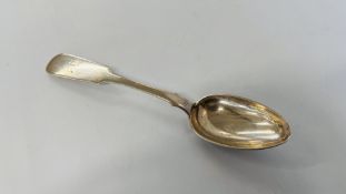 A C19TH RUSSIAN SILVER FIDDLE PATTERN SERVING SPOON, VILNA 1893.