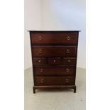 A STAG MINSTREL 7 DRAWER CHEST, W 82CM X D 47CM X H 112CM.