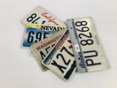 5 X ALUMINIUM AMERICAN LICENSE PLATES.