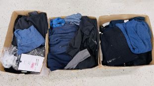 3 BOXES CONTAINING AN EXTENSIVE QUANTITY OF GENT'S CLOTHING,