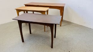 THREE BESPOKE HANDMADE TABLES TO INCLUDE WRITING TABLE AND TWO SIDE TABLES,